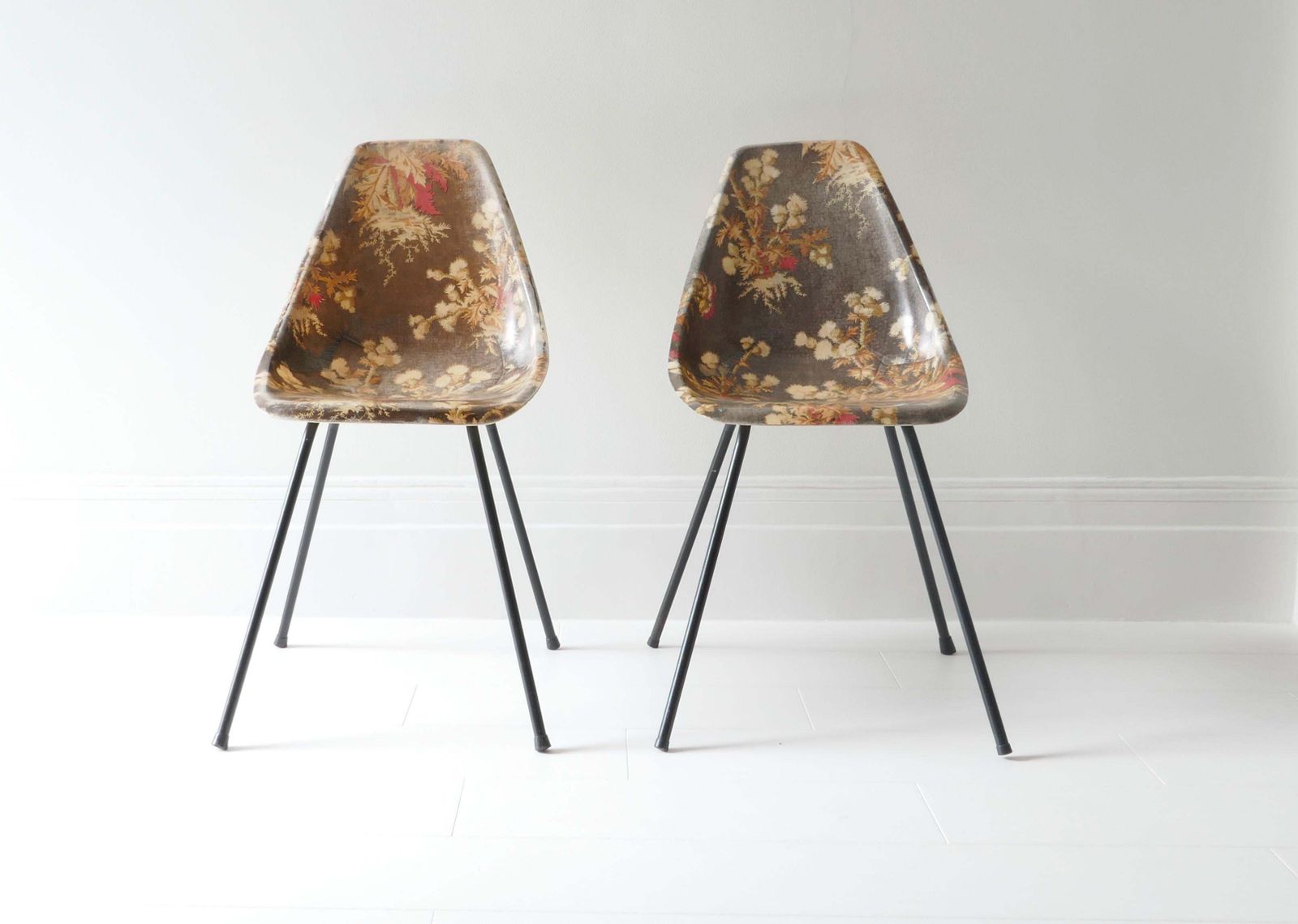 Pair Of Fibreglass Side Chairs By Rene Jean Caillette, France 1950s photo furniture