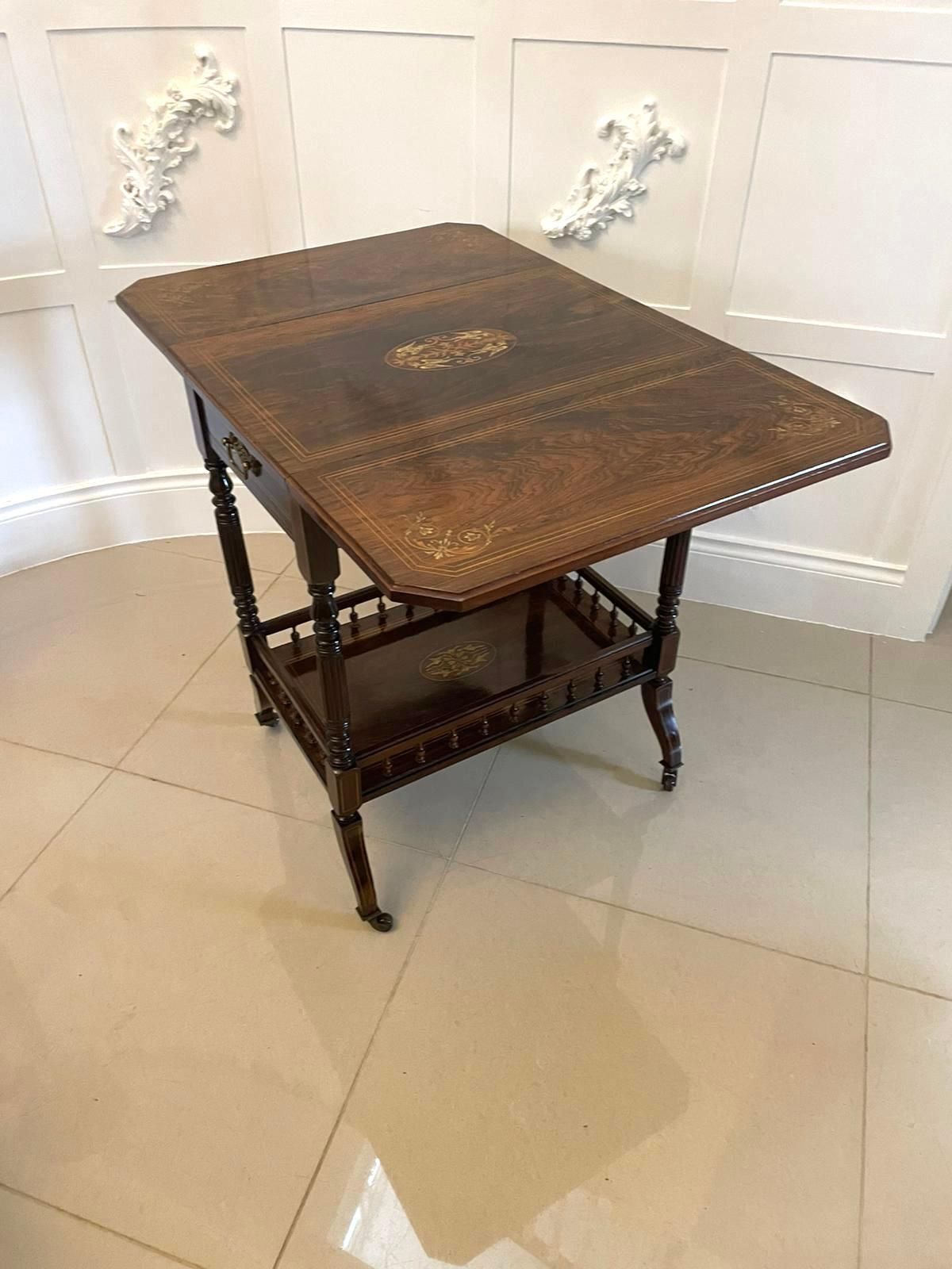 Outstanding Quality Antique Victorian Rosewood Inlaid Centre Table photo vintage