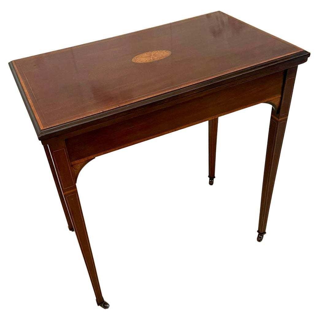 Antique Edwardian Quality Mahogany Inlaid Games Table photo furniture