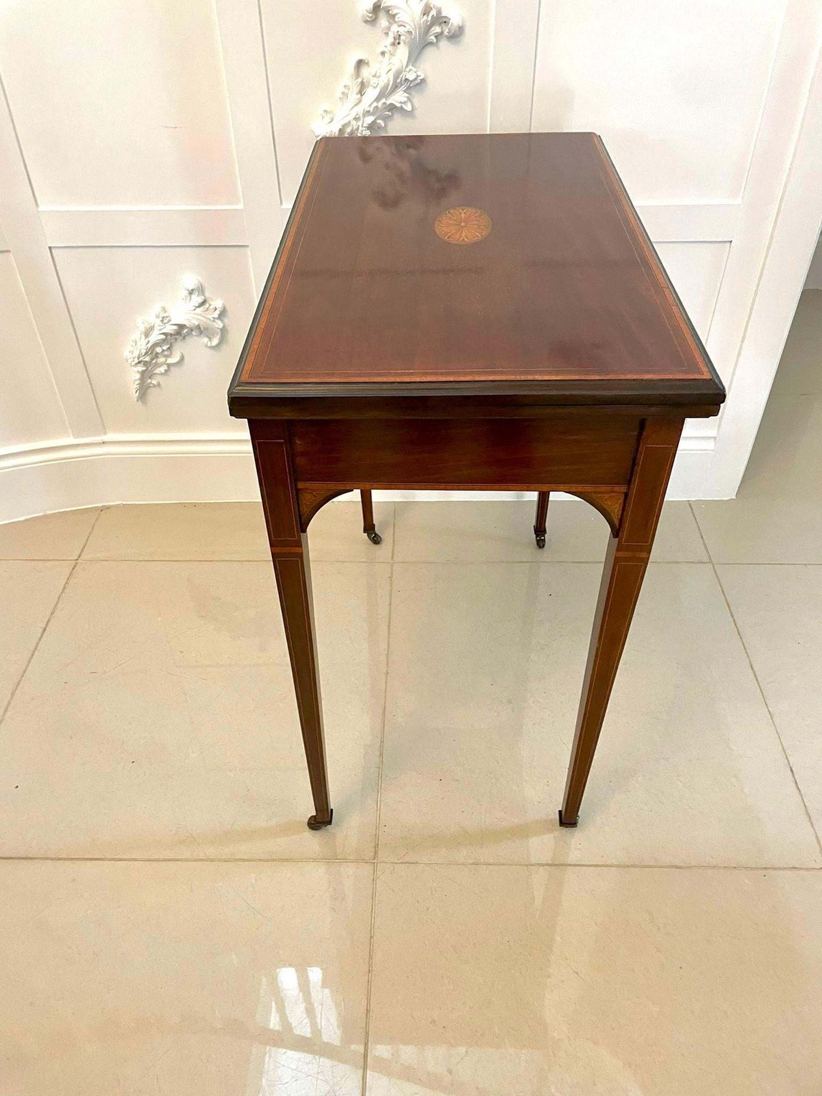 Antique Edwardian Quality Mahogany Inlaid Games Table photo 1545.0
