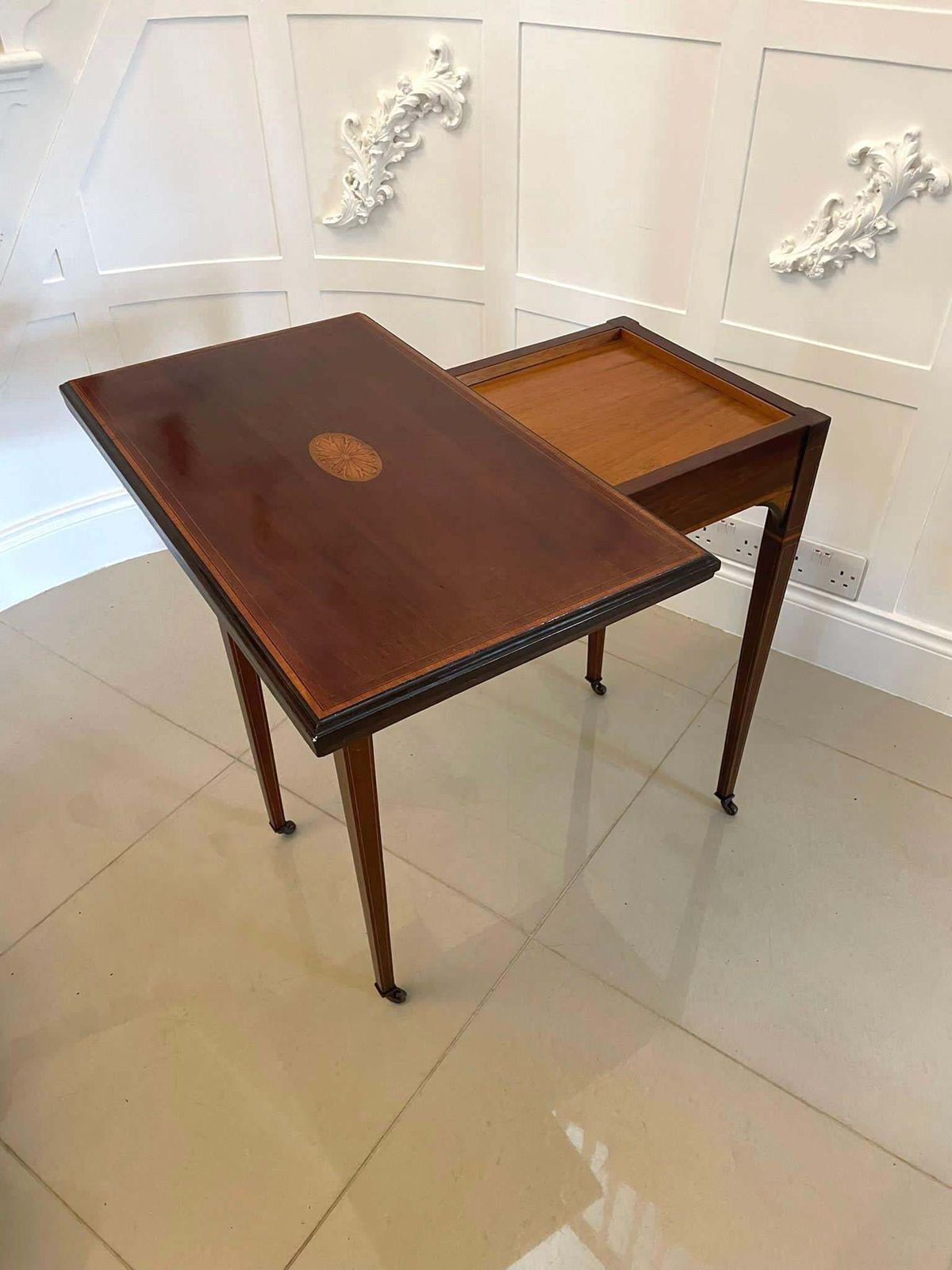 Antique Edwardian Quality Mahogany Inlaid Games Table