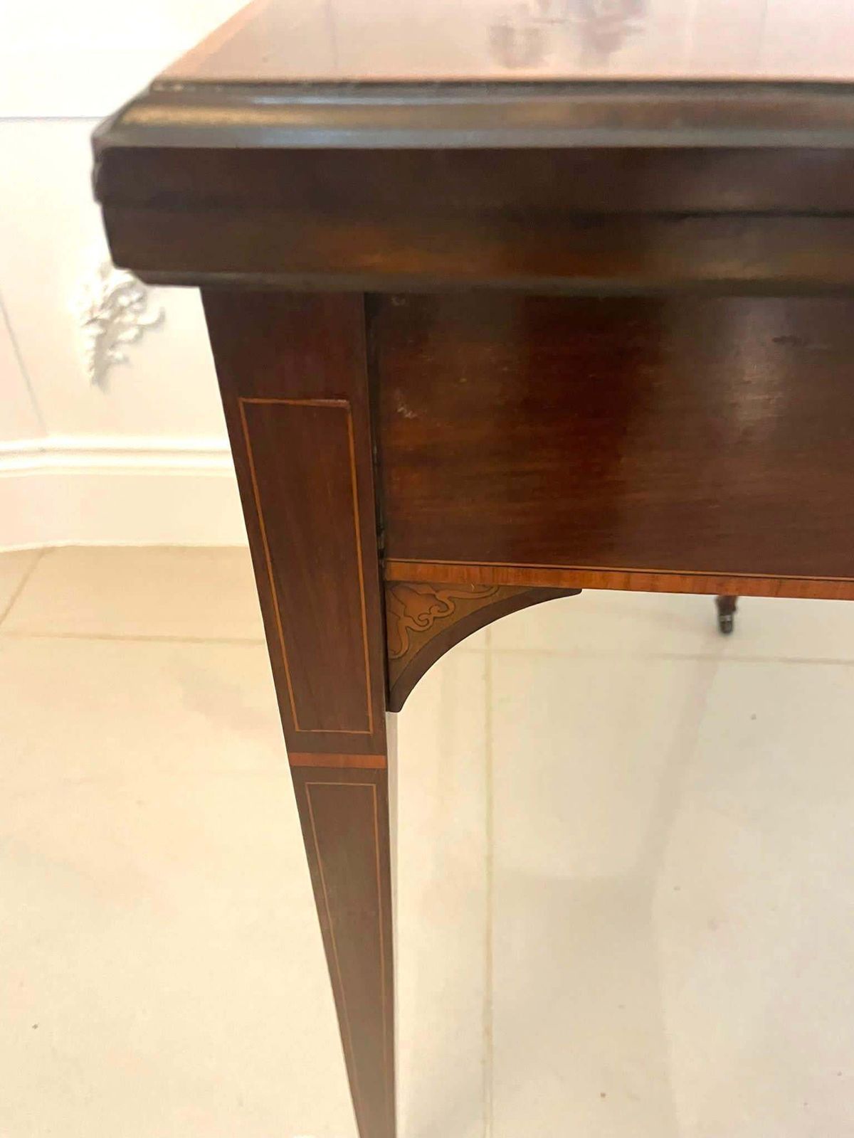 Antique Edwardian Quality Mahogany Inlaid Games Table photo vintage