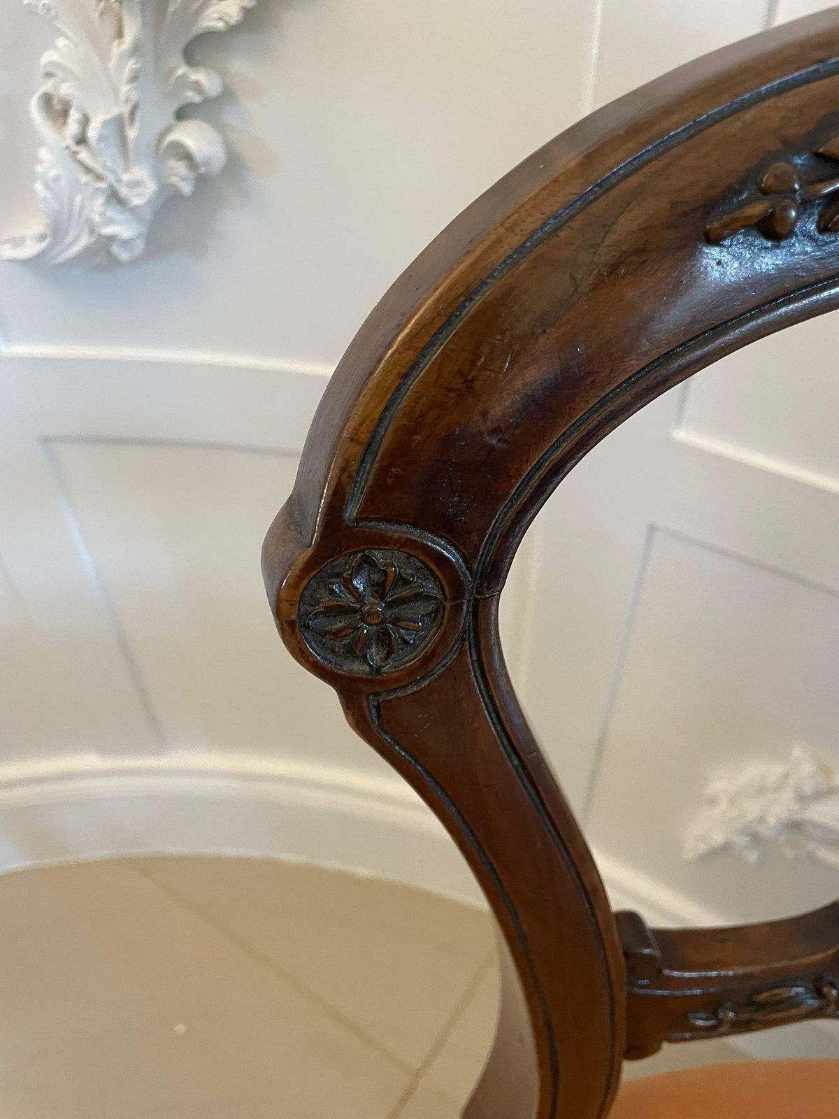 Furniture Set Of Four Quality Antique Victorian Carved Walnut Dining Chairs photo
