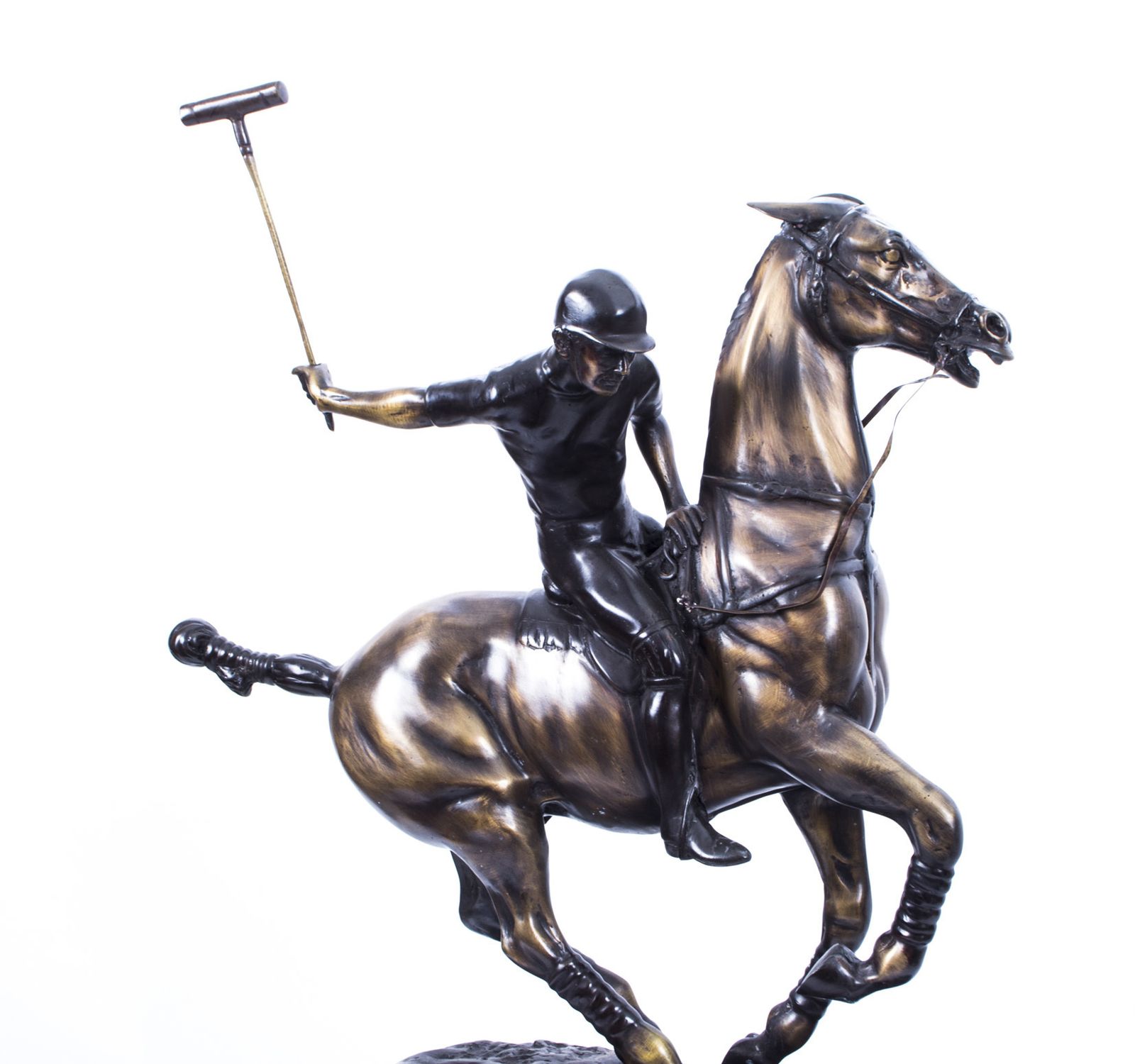 Vintage Bronze Polo Player Galloping Horse Sculpture  20th Century photo furniture