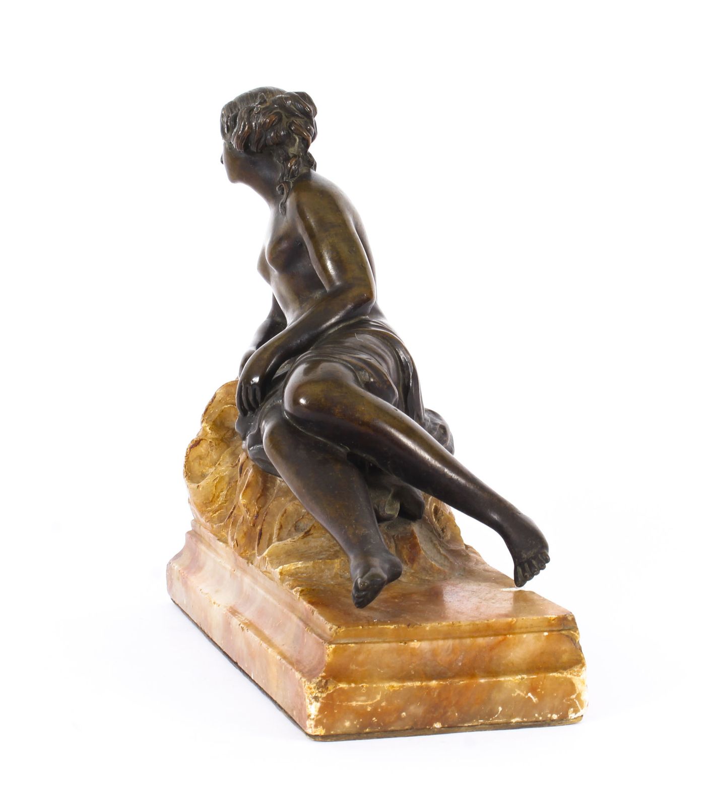 photo for sale Antique Pair Bronze Semi Nude Classical Ladies Sculptures / Bookends 19th Cent