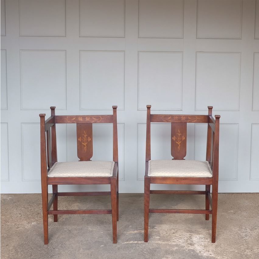 Pair Of Arts And Crafts Mahogany Corner Chairs photo for sale
