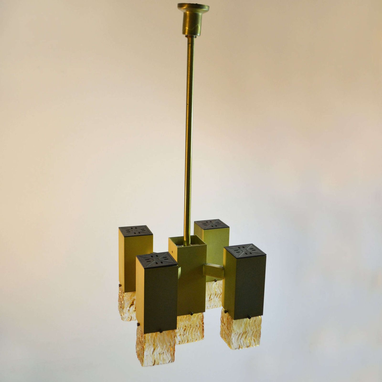 Cubic Sciolari Chandelier In Amber Glass And Metal photo buy