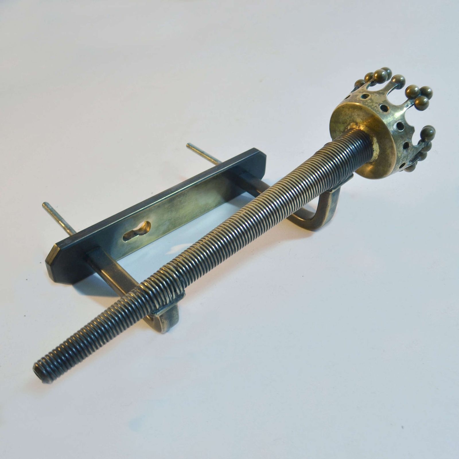 Large Push And Pull Bronze Door Handle With Regal Torch photo vintage