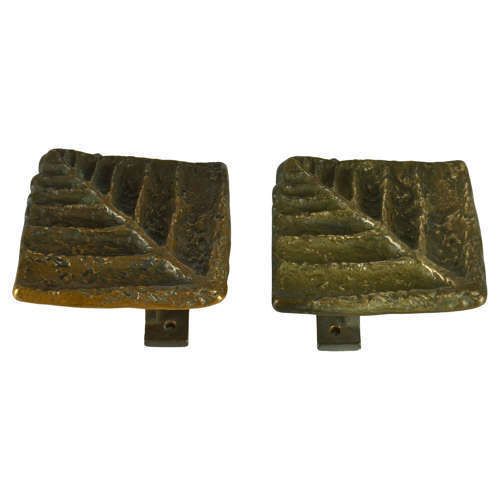 Pair Of Square Bronze Push Pull Door Handles With Tree Relief photo furniture