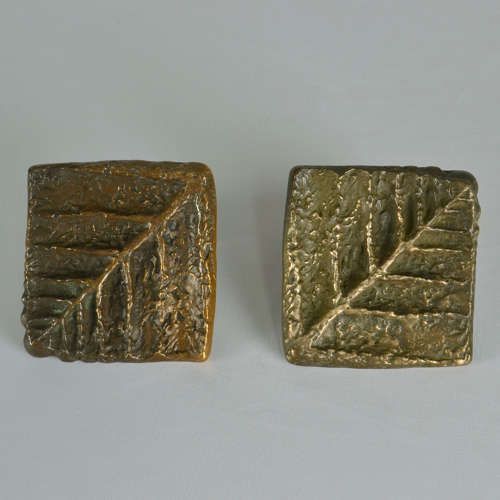 Pair Of Square Bronze Push Pull Door Handles With Tree Relief photo Home Fixtures