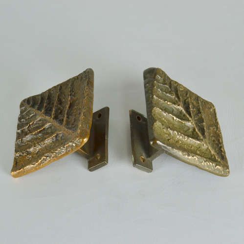 Pair Of Square Bronze Push Pull Door Handles With Tree Relief photo 1750.0