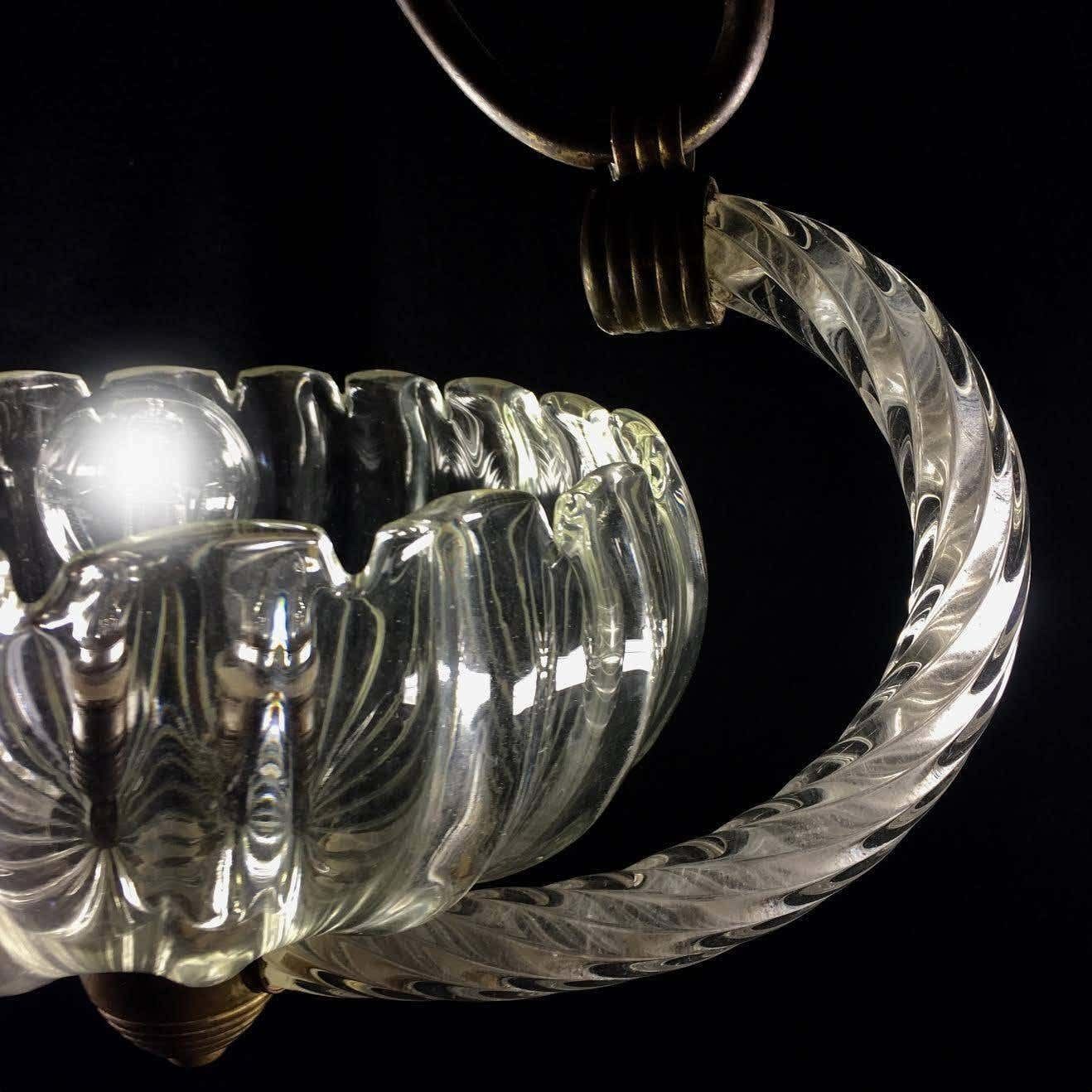 photo furniture Charming Art Deco Italian Chandelier By Ercole Barovier, Murano, 1940
