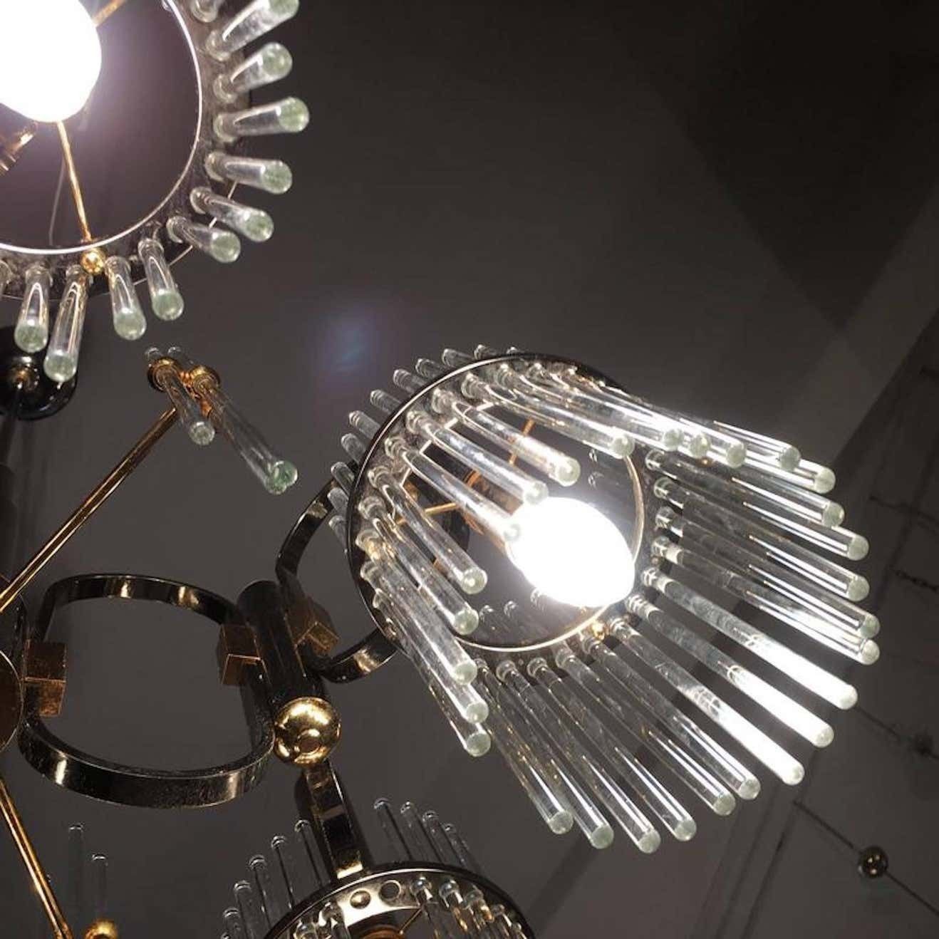 Luxurious Crystal And Brass Chandelier By Gaetano Sciolari, 1970s photo vinterior