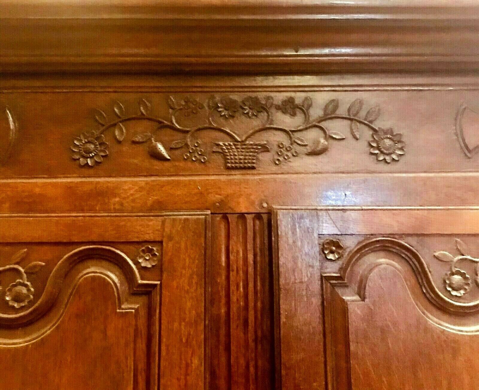 Louis XIV Cabinet In Carved Oak XVIII Century photo vintage