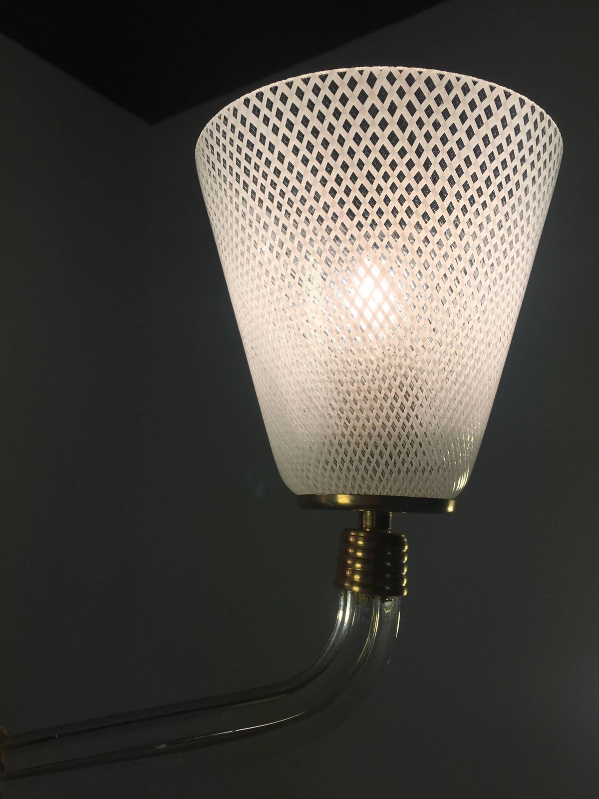 photo furniture Adorable Pendant Chandelier "Reticello" By Venini, Murano, 1940s