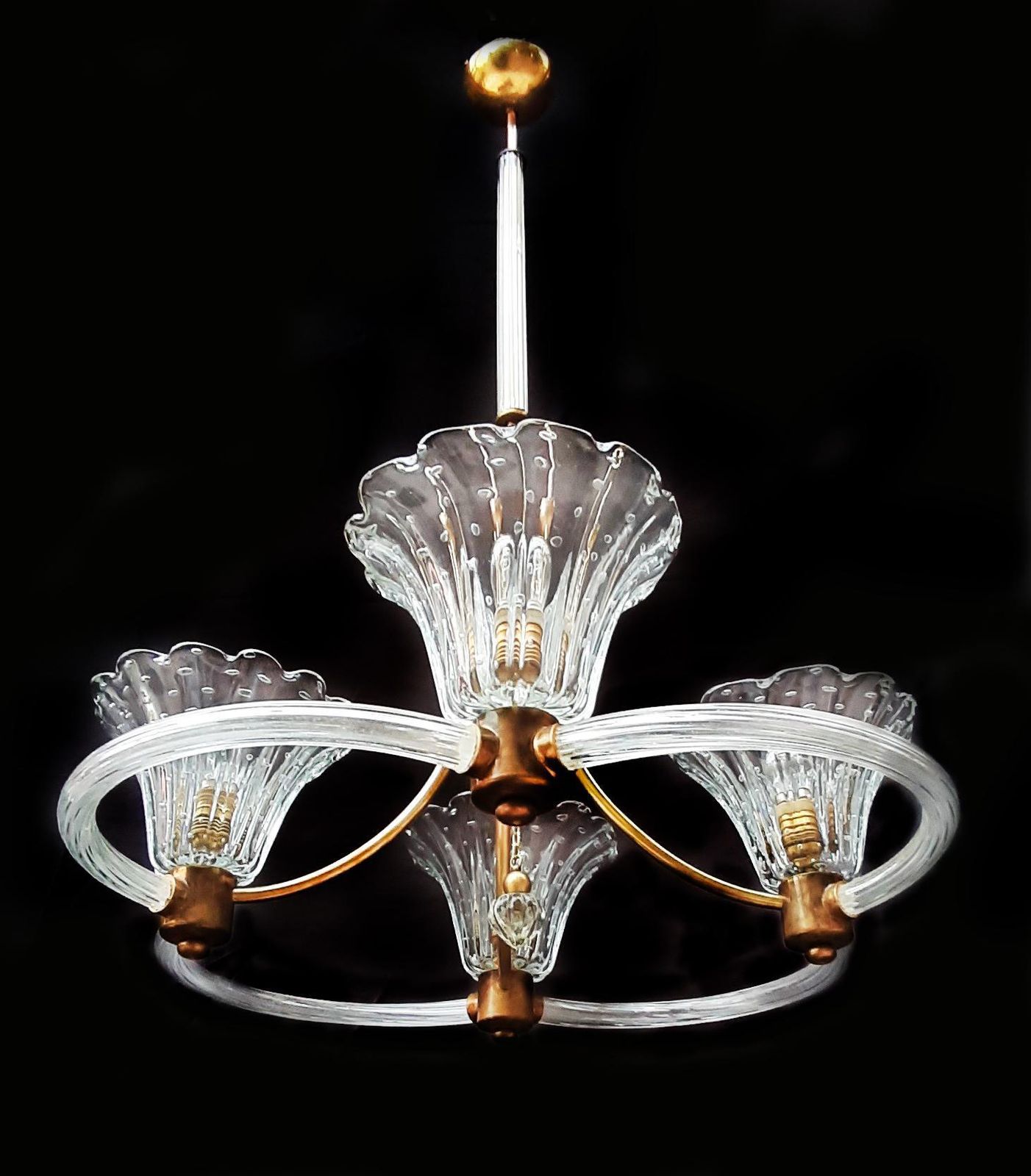Art Deco Chandelier By Ercole Barovier, Murano, 1940 photo vinterior