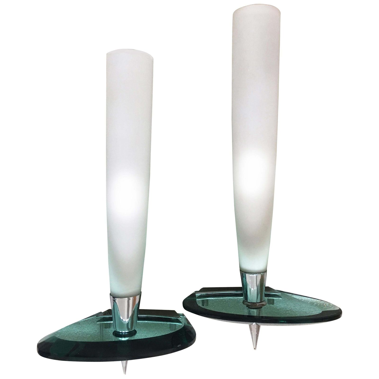 Pair Of Sconces In The Style Of Fontana Arte Italy 1970