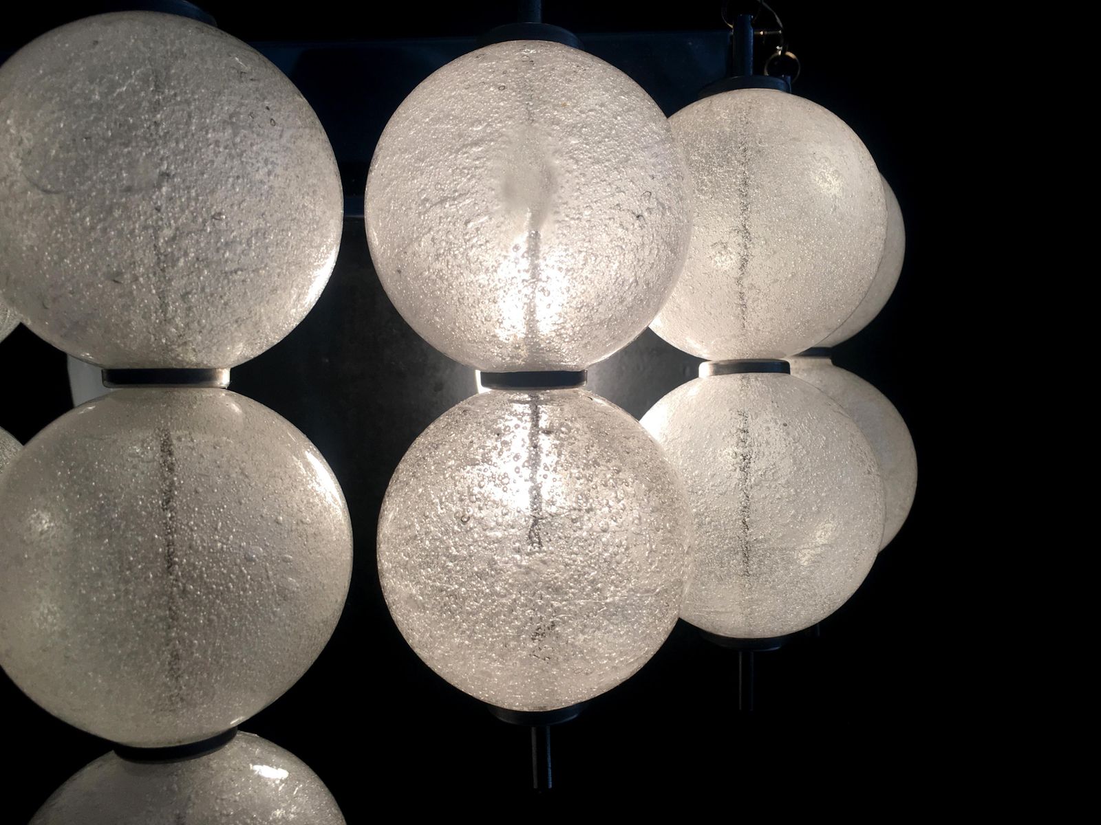 Midcentury Pair Of Sconces With Pulegoso Glass Balls By Mazze, Murano, 1970 photo 2449.8