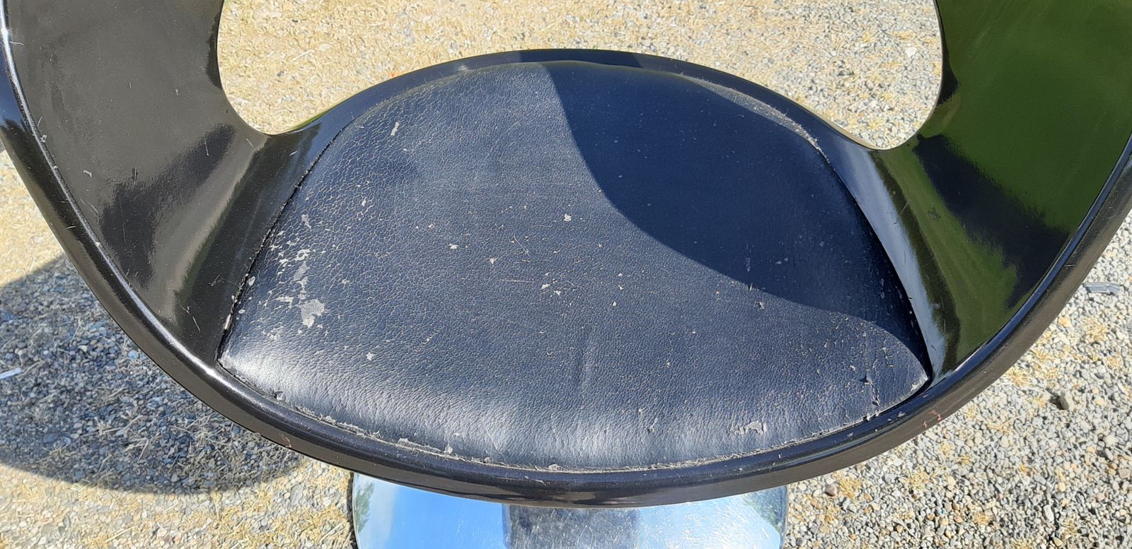 Vintage Chrome Armchair, Plastic And Black Leather photo for sale
