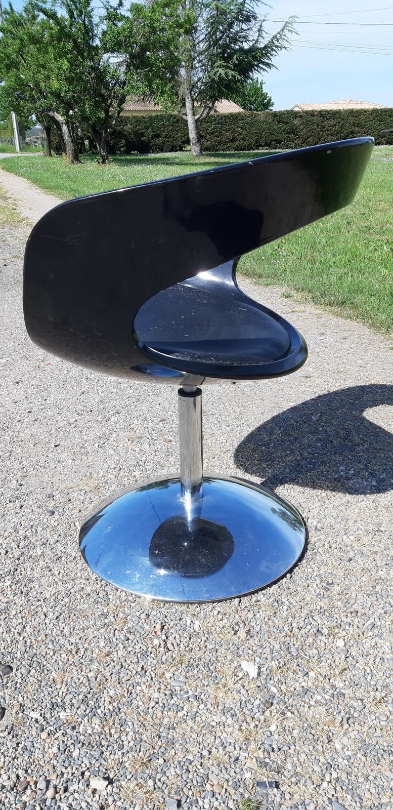 Vintage Chrome Armchair, Plastic And Black Leather photo vintage
