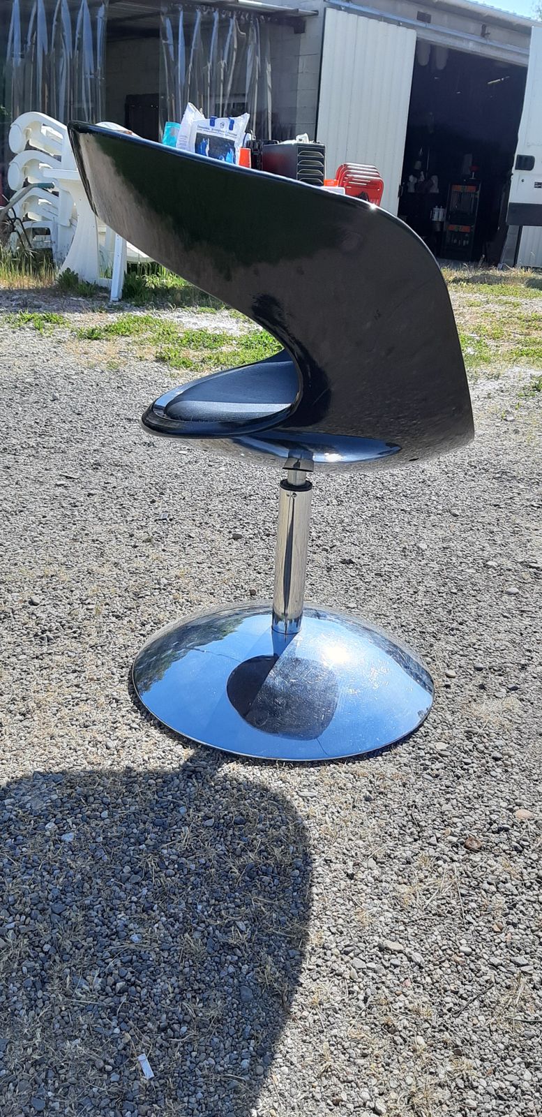photo for sale Vintage Chrome Armchair, Plastic And Black Leather