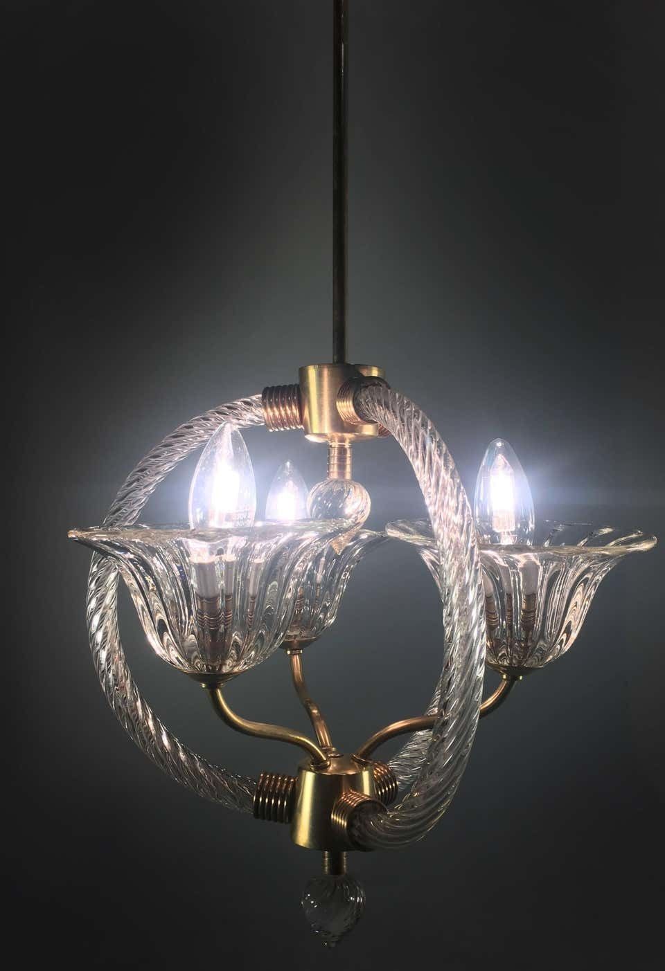 Lighting Charming Italian Chandelier By Barovier & Toso, Murano, 1940 photo