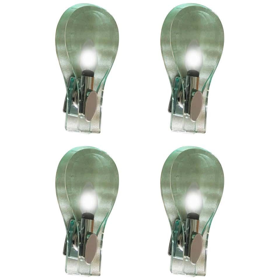 Four Sconces In The Style Of Fontana Arte, Italy, 1970