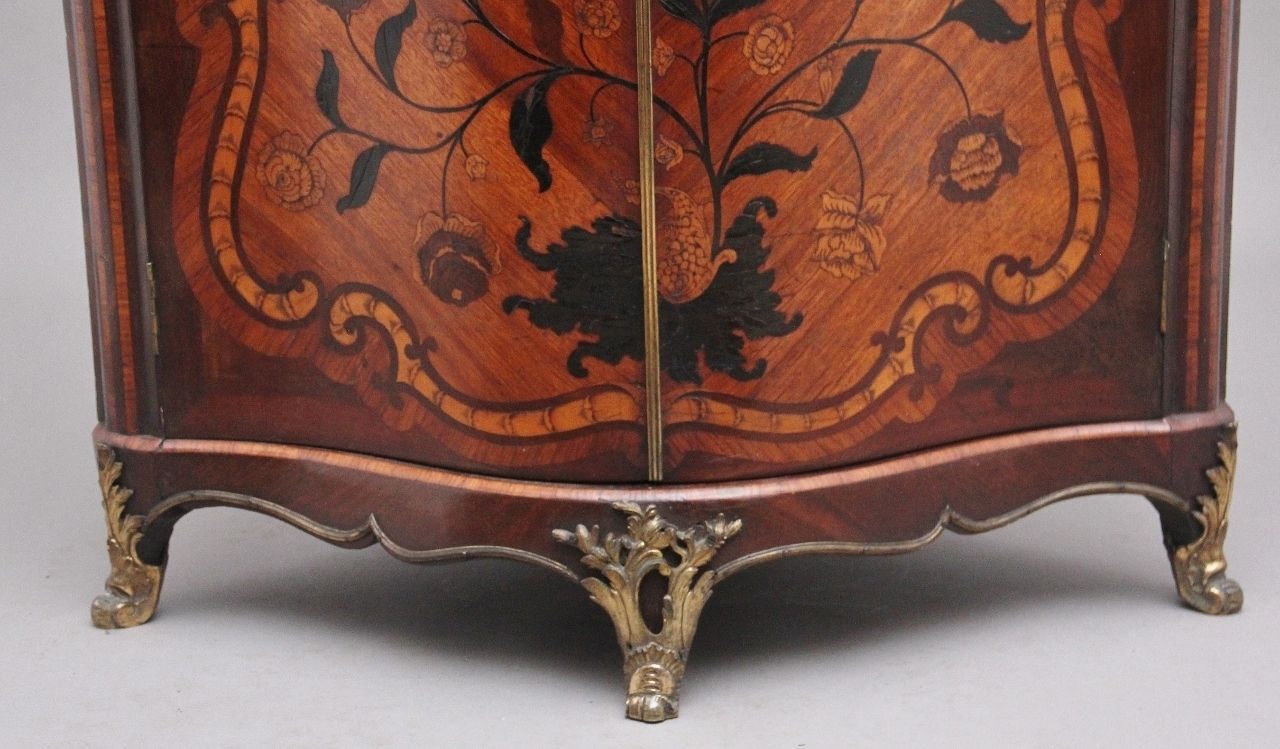 photo furniture 18th Century French Inlaid Tulipwood And Marble Top Corner Cupboard