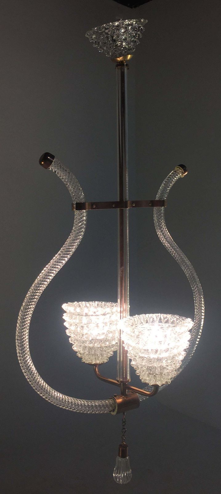 Charming Italian Chandelier By Ercole Barovier Murano 1940 photo vinterior