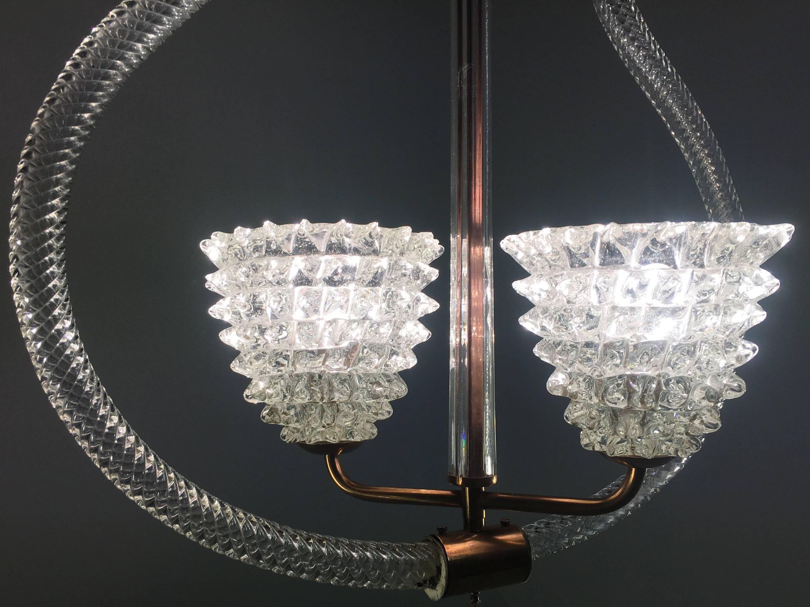 photo for sale Charming Italian Chandelier By Ercole Barovier Murano 1940