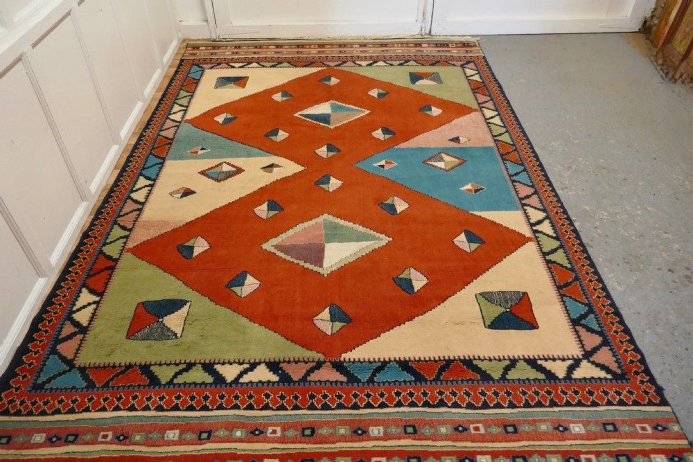 One Of A Kind Vintage Multi Coloured Retro Cubist Carpet photo furniture