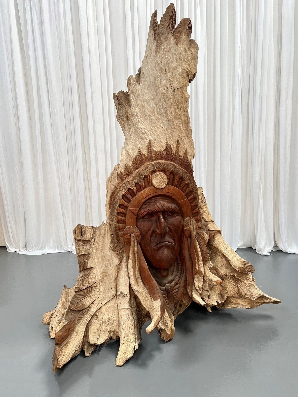 Native American Chief, Hand Carved Sculpture photo buy