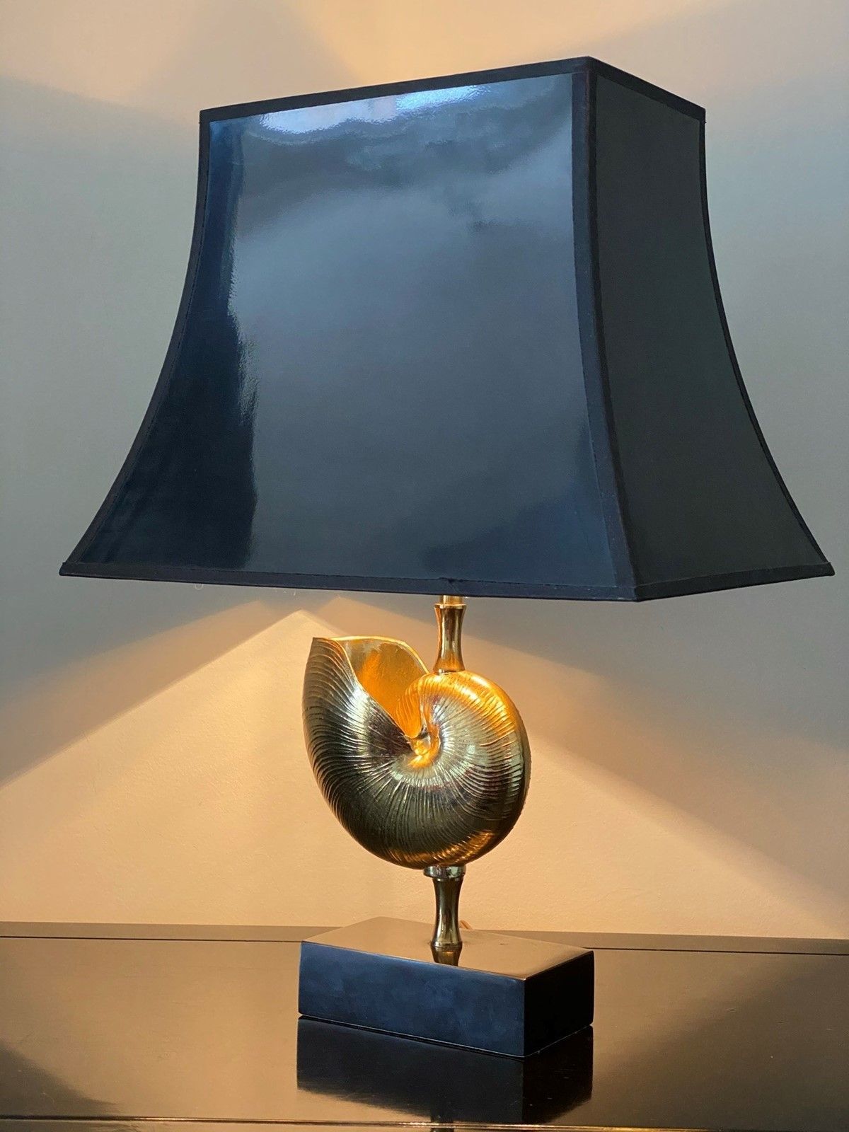 Nautilus Shell Sculpture Table Lamp By Deknudt photo vintage