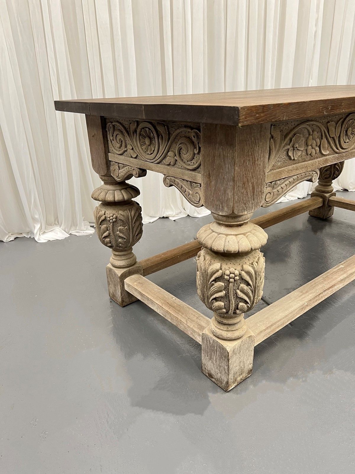Antique Oak Plank Top Rectangular Dining Table photo 893.0