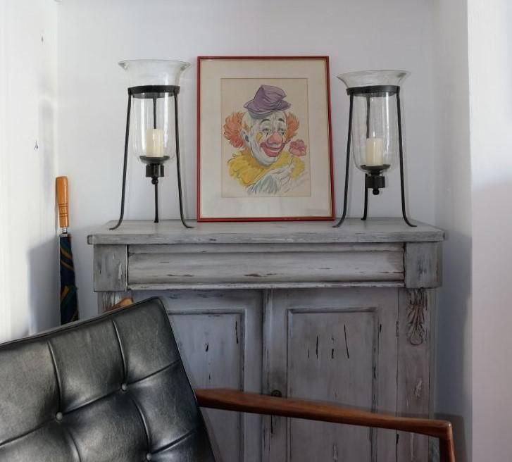 Clown With Rose Inscribed New Orleans Signed By Alexander Fedorsky   Watercolour photo furniture