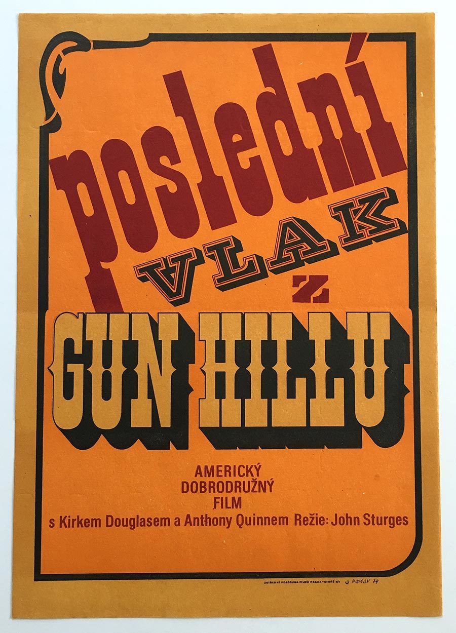 Original Film Poster, Last Train From Gun Hill, Miloslav Disman, 1974, Genuine Czech Vintage Print