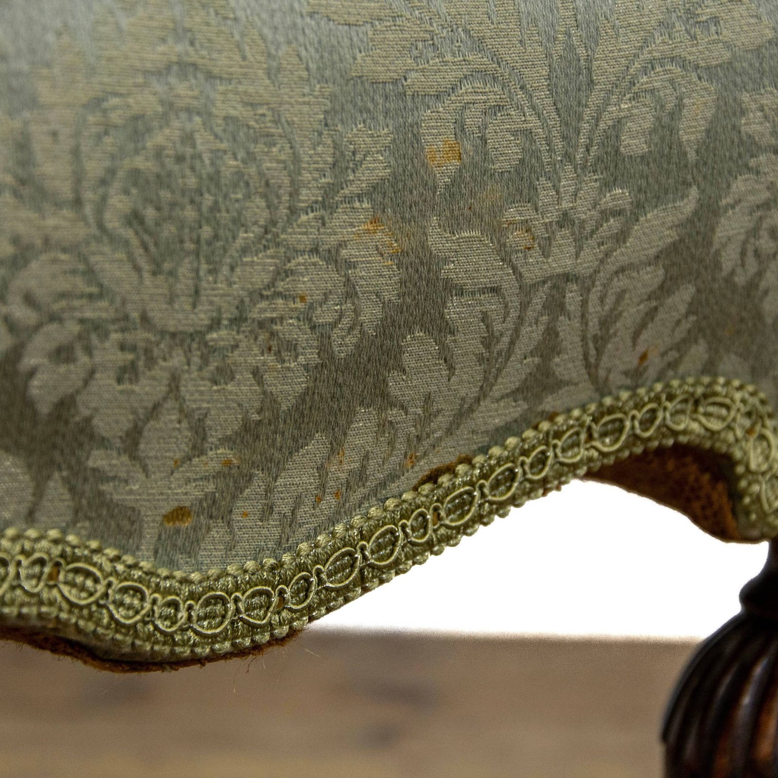 Blue Upholstered Armchair In William And Mary Style photo vintage