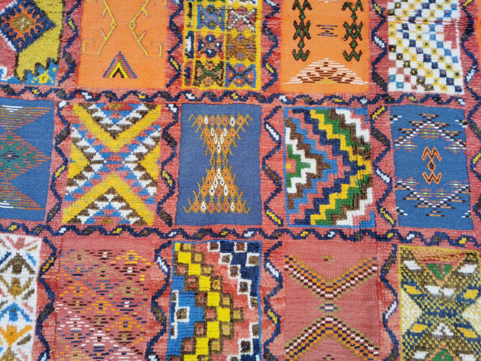 Vibrant Handmade Moroccan Berber Rug. Medium Size photo Textiles