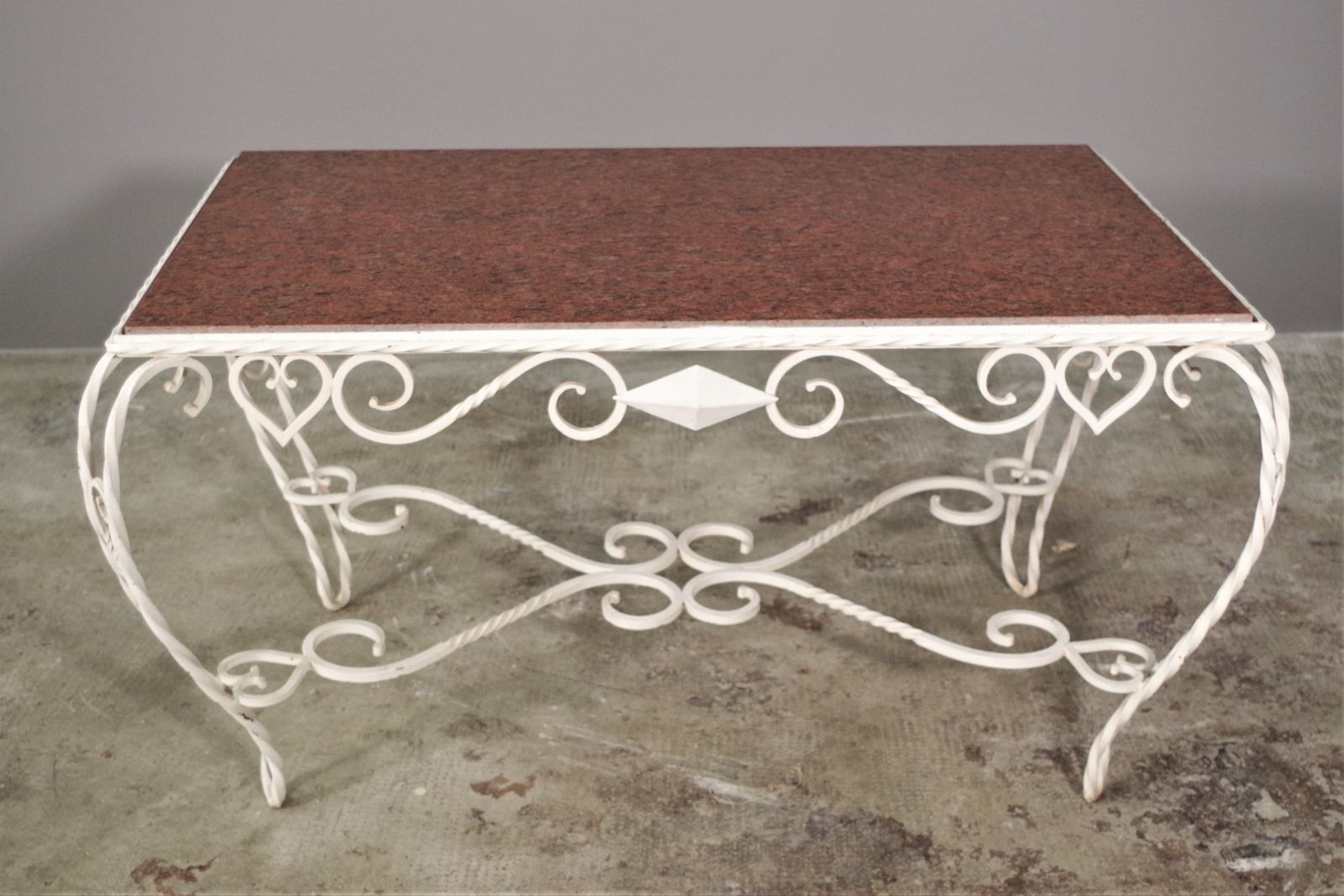 Handmade Coffee Table In Carrara Marble And Wrought Iron From The 40s/50s photo vinterior