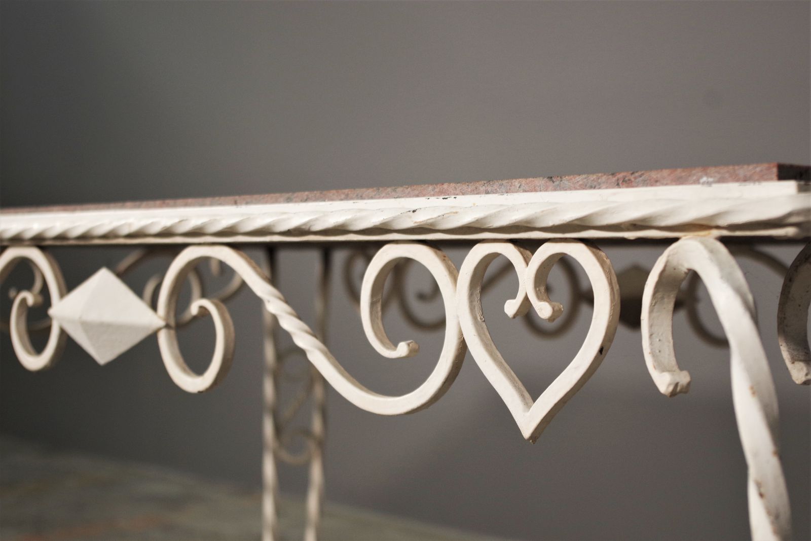 photo for sale Handmade Coffee Table In Carrara Marble And Wrought Iron From The 40s/50s