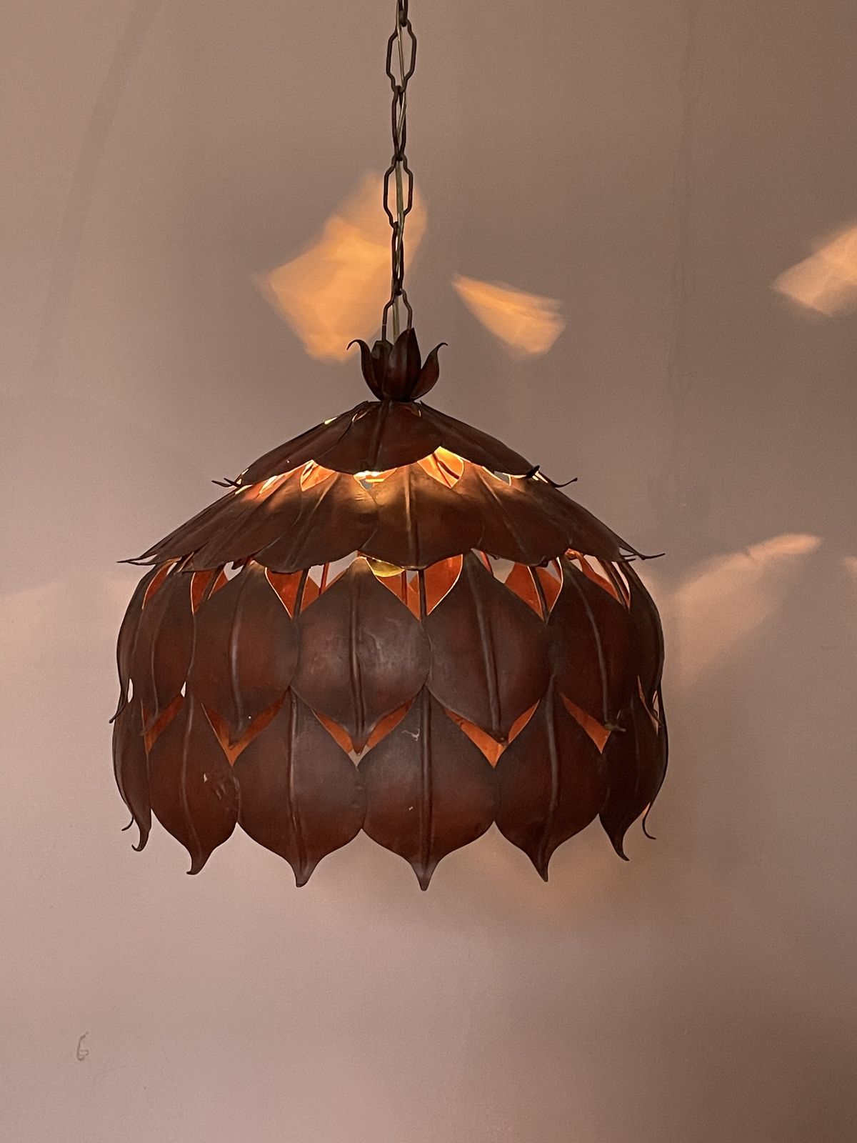 1054.0 Vintage Metal Chandelier With Leaf Motifs By Hans Kogl photo