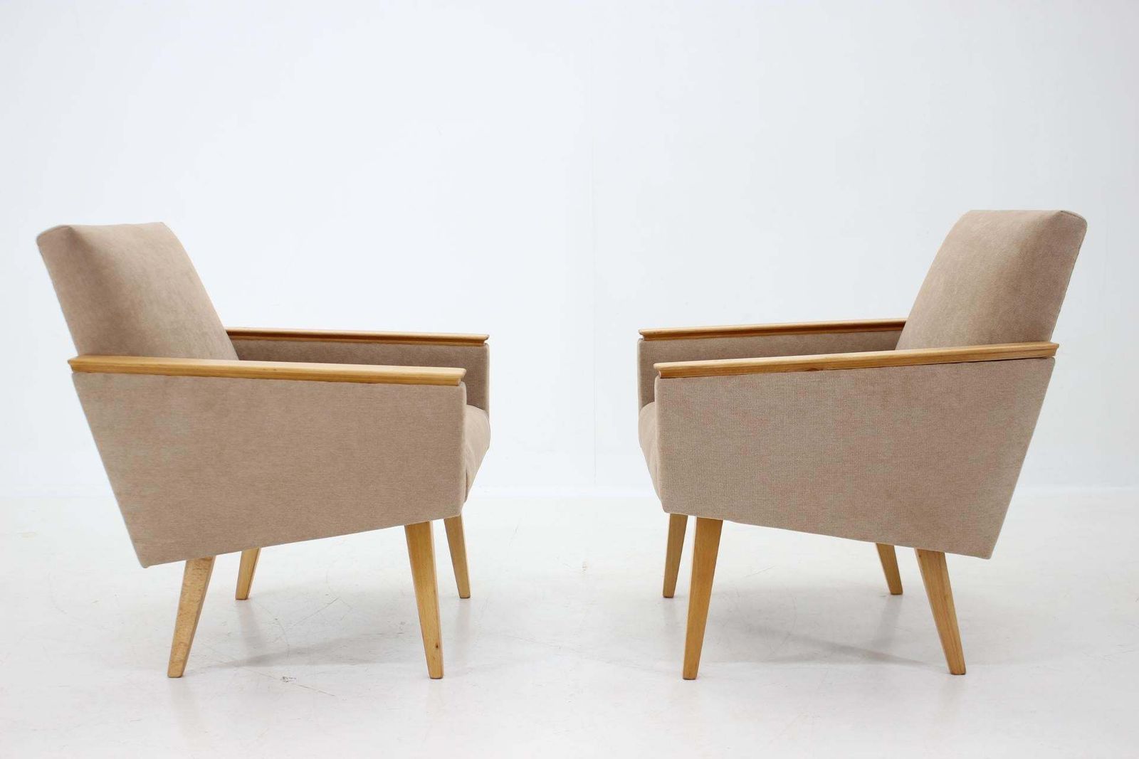 Pair Of Minimalist Mid Century Armchairs, Czechoslovakia photo for sale
