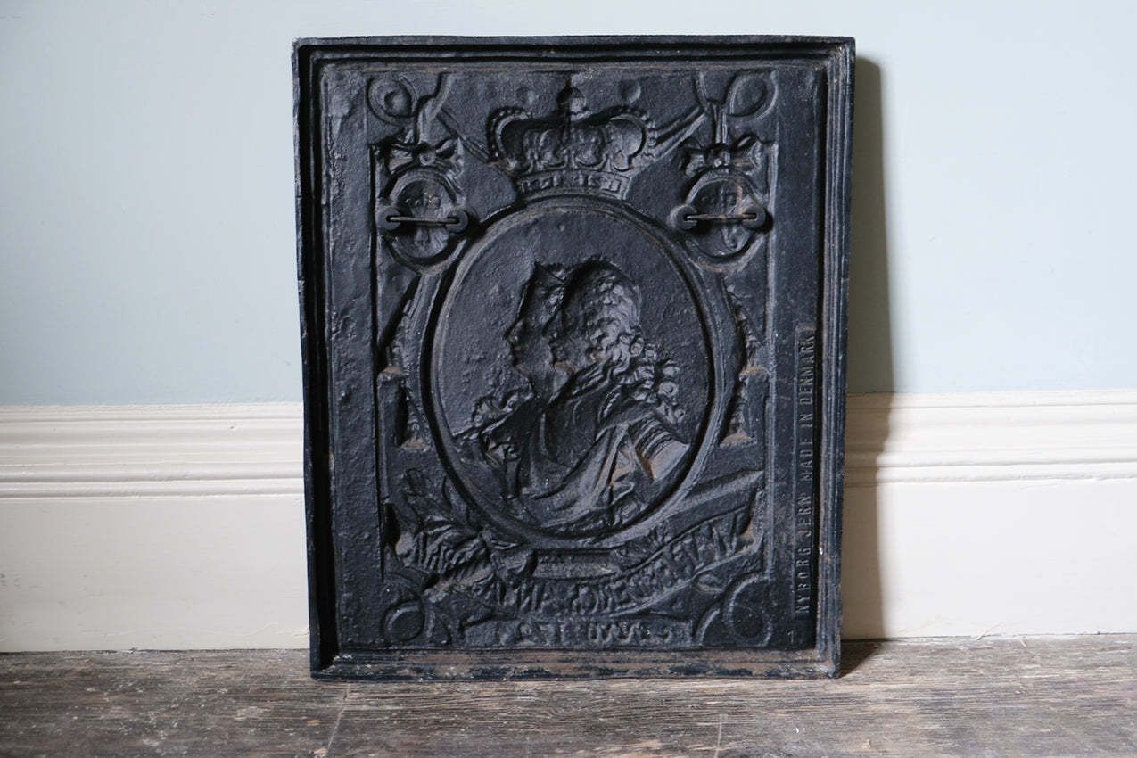 Iron Fireback With Relief, 1800s photo Home Fixtures