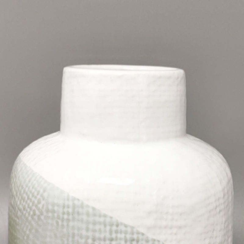 1970s Gorgeous Green And White Vase In Ceramic By F.Lli Brambilla. Made In Italy photo 244.0