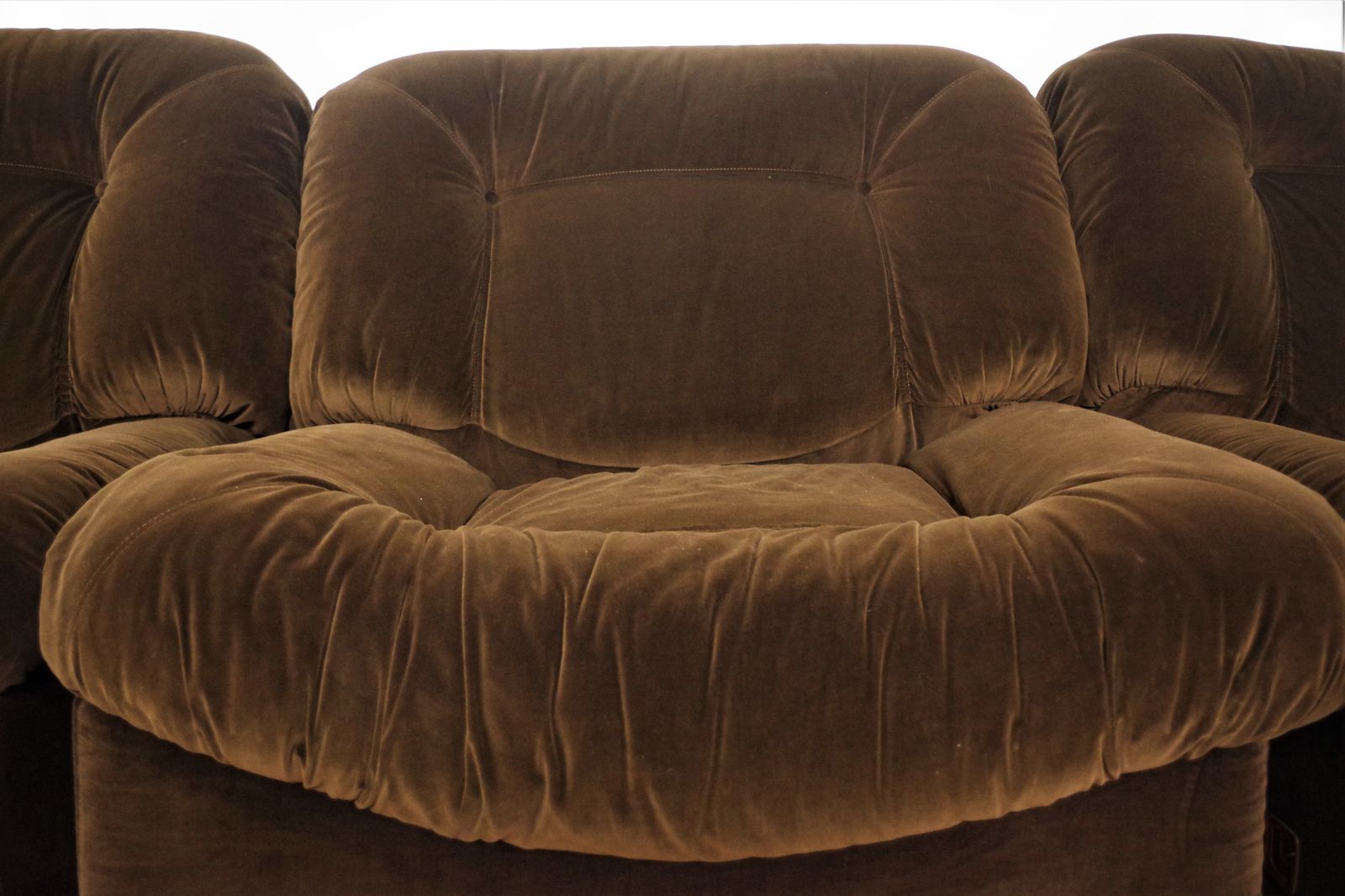 photo vintage Panarea Modular Armchairs In Chenille From Lev & Lev, 1970s, Set Of 5