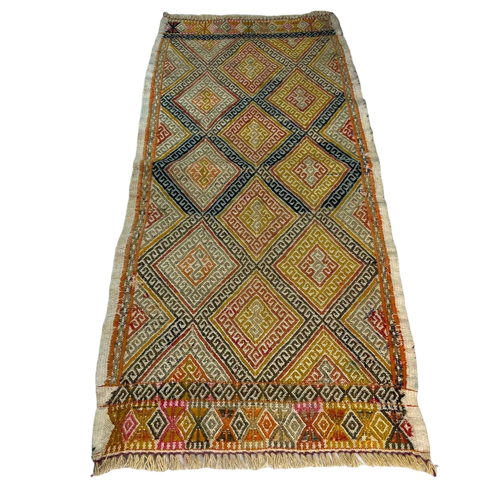 Traditional Turkish Mini Kilim Rug , Vintage Anatolian Turkish Kilim Rug , 99 X 45 Cm photo buy