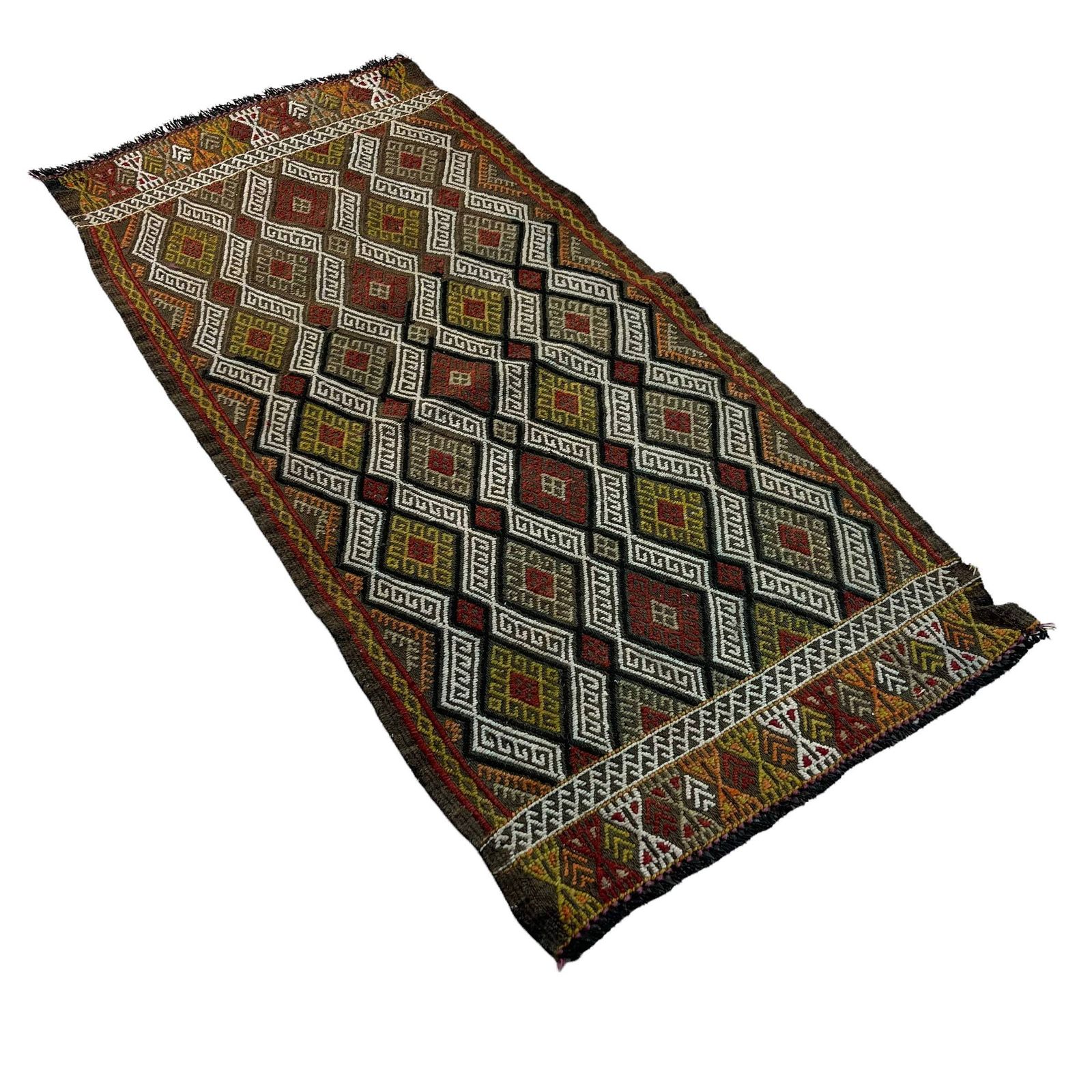 Traditional Turkish Mini Kilim Rug , Vintage Anatolian Turkish Kilim Rug , 95 X 47 Cm photo vinterior