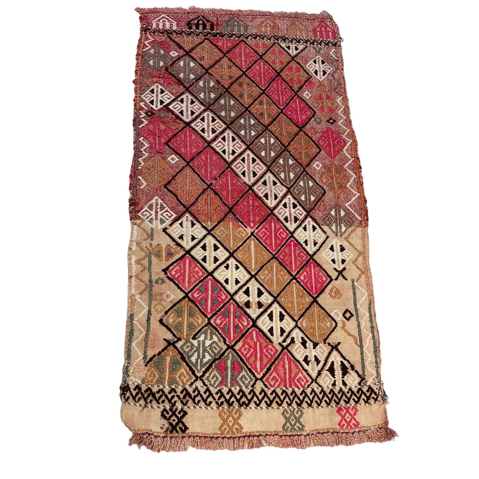 Traditional Turkish Mini Kilim Rug , Vintage Anatolian Turkish Kilim Rug , 90 X 44 Cm photo 186.0
