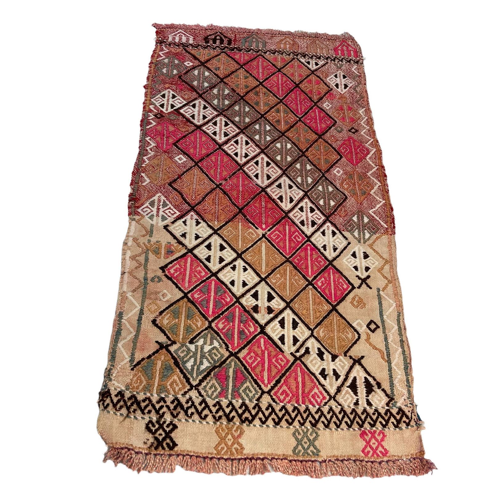 photo for sale Traditional Turkish Mini Kilim Rug , Vintage Anatolian Turkish Kilim Rug , 90 X 44 Cm