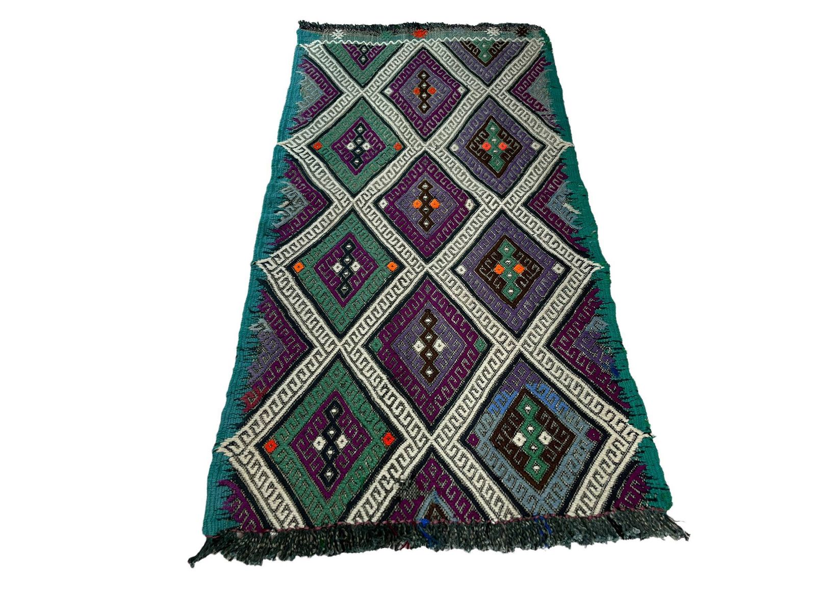 Traditional Turkish Mini Kilim Rug , Vintage Anatolian Turkish Kilim Rug , 87 X 44 Cm photo Textiles